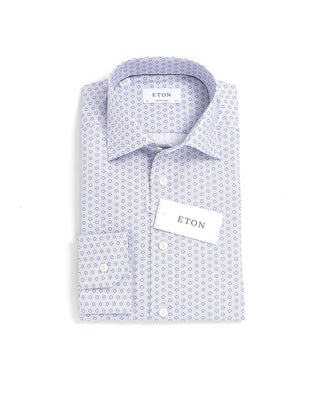 Geometric Print Contemporary Twill Shirt / Light Blue