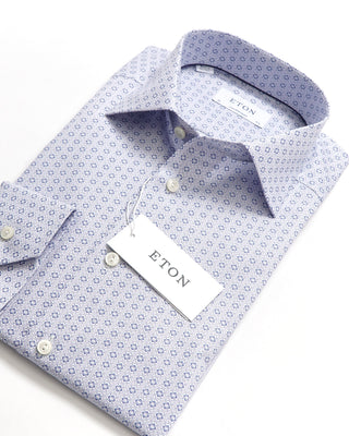 Geometric Print Contemporary Twill Shirt / Light Blue