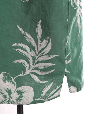 Eton Green Hibiscus Print Resort Regular Fit Shirt
