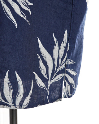 Eton Navy Linen Hibiscus Print Resort Regular Fit Shirt