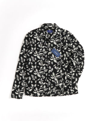 Eton Black Knit Jacquard Slim Floral Print Shirt 