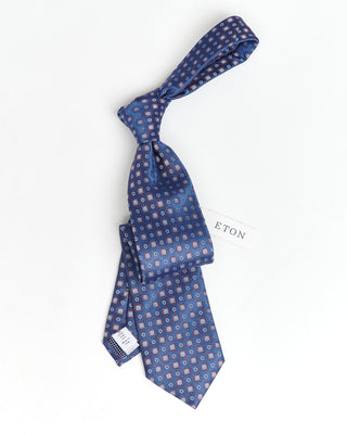 Eton Blue Medallion Print Silk Tie 