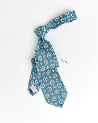 Eton Geometric Silk Cotton Linen Tie