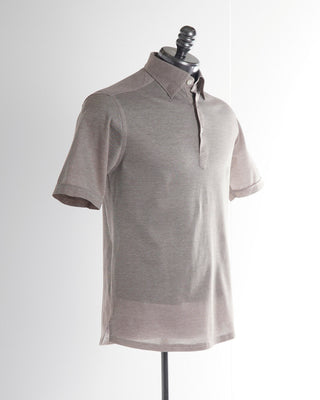 Eton Beige Oxford Cotton Pique Slim Polo Shirt