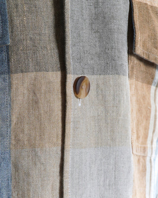 Eton Brown Plaid Linen Twill Regular Overshirt