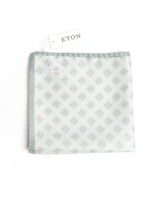 Eton Green Medallion Print Silk Pocket Square 