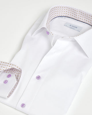 Solid Contemporary Shirt W Pink Contrast Buttons