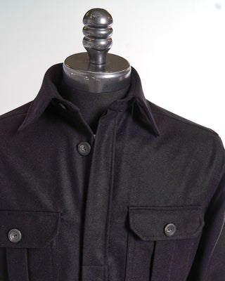 Eton Black Wool Cashmere Overshirt