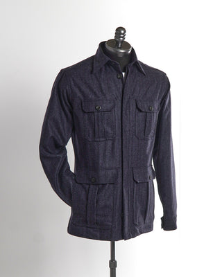 Eton Stripe Twill Wool Cashmere Overshirt