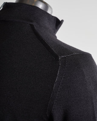 Ferrante Charcoal Grey 12 Gauge Quarter Zip Wool Sweater