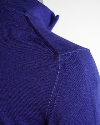 Ferrante Cobalt Blue 12 Gauge Quarter Zip Wool Sweater