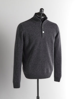 Ferrante 100% Cashmere 7 Gauge Button Mock Sweater