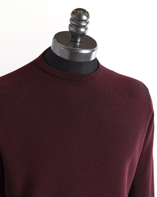 Filippo De Laurentiis Burgundy Seedstitch Merino Crewneck Sweater