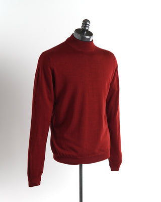 Filippo De Laurentiis Red Washed Mock Neck Sweater