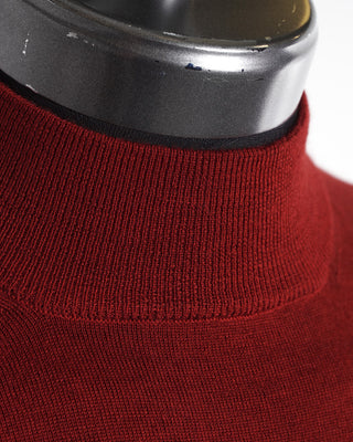 Filippo De Laurentiis Red Washed 16 Gauge Mock Neck Sweater