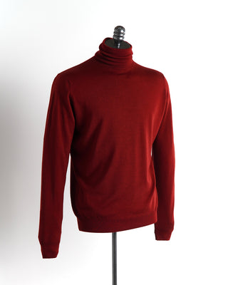 Filippo De Laurentiis Red Washed 16 Gauge Merino Turtleneck Sweater