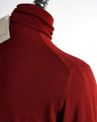 Filippo De Laurentiis Red Washed Merino Wool Turtleneck Sweater