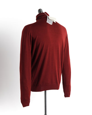Filippo De Laurentiis Red Washed Wool Turtleneck Sweater