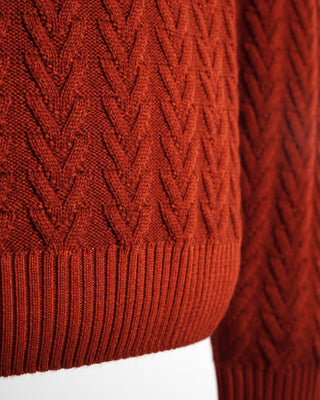 Filippo De Laurentiis Orange Washed Wool Cable Knit Crewneck