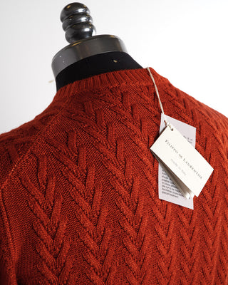 Filippo De Laurentiis Washed Wool Cable Knit Crewneck