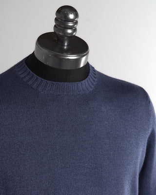 Filippo De Laurentiis Blue 10 Gauge Merino Crewneck Sweater