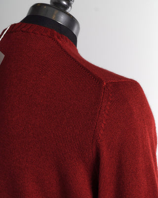 Filippo De Laurentiis Red 10 Gauge Merino Ribbed Crewneck Sweater Shoulder