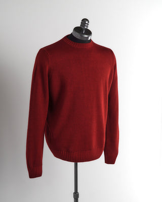 Filippo De Laurentiis Red 10 Gauge Merino Ribbed Crewneck Sweater