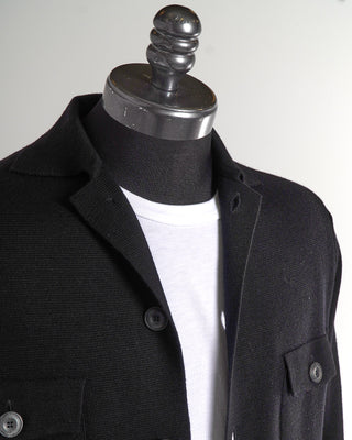 Filippo De Laurentiis Black Merino Wool Knit Sweater Jacket