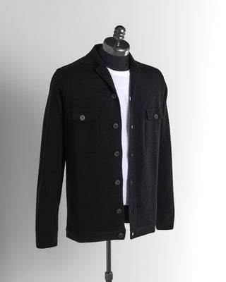 Filippo De Laurentiis Black Merino Knit Sweater Jacket