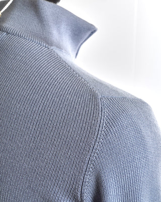 Filippo De Laurentiis Light Blue Mezza Merino Wool Quarter Zip Sweater