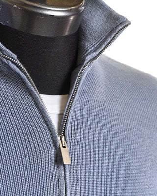 Filippo De Laurentiis Light Blue Merino Quarter Zip Sweater