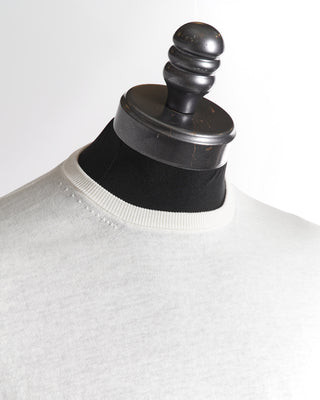 Filippo De Laurentiis Cream Crepe Cotton Crewneck Knit T-Shirt