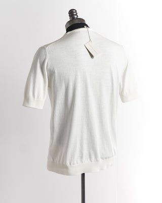 Filippo De Laurentiis Cream White Crepe Cotton Crewneck T-Shirt