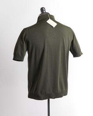Filippo De Laurentiis Green Crepe Cotton Polo Shirt 