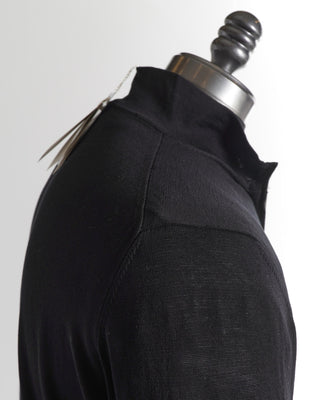 Filippo De Laurentiis Full Zip Black Cotton Cardigan
