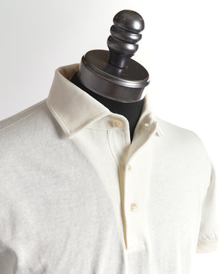 Filippo De Laurentiis Cream Crepe Cotton Polo Shirt 