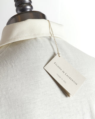 Filippo De Laurentiis Standup Collar Cream Crepe Cotton Polo Shirt 