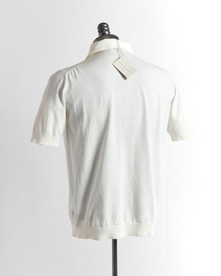 Filippo De Laurentiis Standup Collar Cream Cotton Polo Shirt 