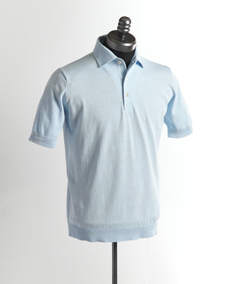 Filippo De Laurentiis Standup Collar Crepe Cotton Polo Shirt 