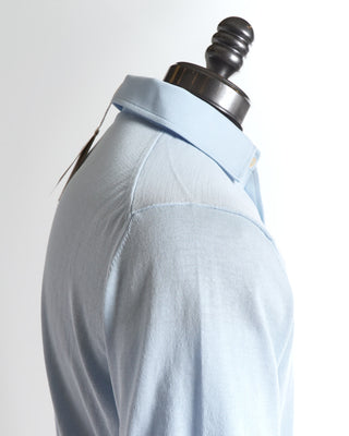 Filippo De Laurentiis Light Blue Crepe Cotton Polo Shirt 