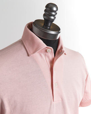 Filippo De Laurentiis Pink Crepe Cotton Polo Shirt 