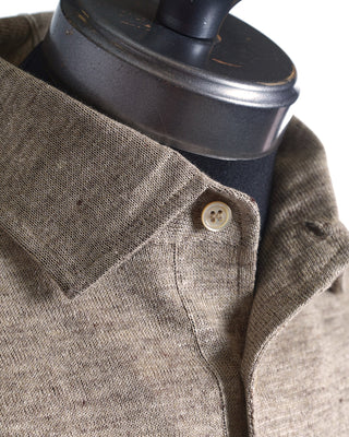 Filippo De Laurentiis Standup Collar Linen Beige Polo Shirt 
