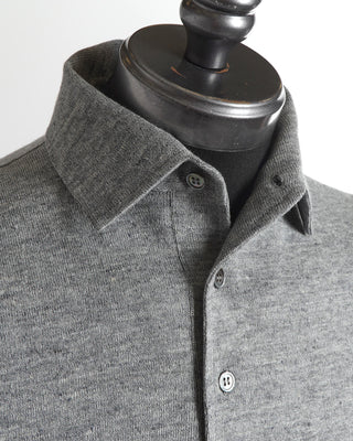 Filippo De Laurentiis Standup Collar Linen Polo Shirt 