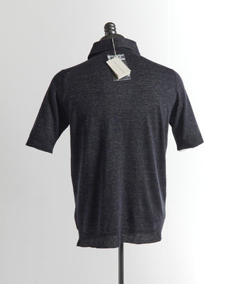Filippo De Laurentiis Standup Collar Linen Cotton Polo Shirt 