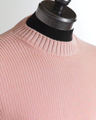 Filippo De Laurentiis Lightweight Giza Cotton Pink Crewneck Sweater