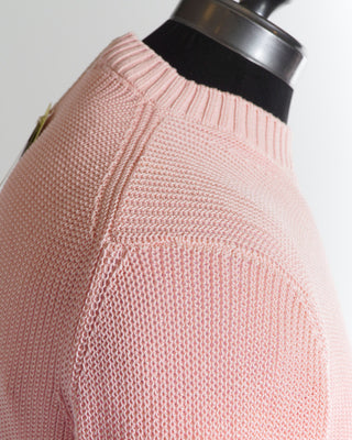 Filippo De Laurentiis Ultra Lightweight Giza Cotton Solid Pink Crewneck Sweater