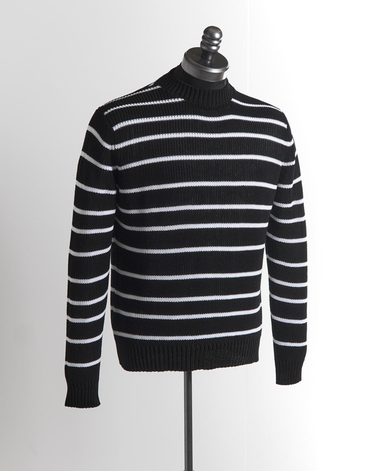 Ultra Lightweight Giza Cotton Striped Crewneck Sweater