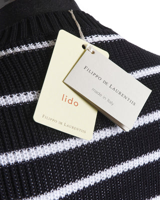 Filippo De Laurentiis Ultra Lightweight Giza Cotton Striped Crewneck Sweater 