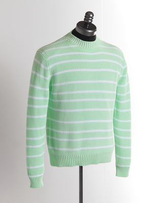 Filippo De Laurentiis Ultra Lightweight Giza Cotton Striped Crewneck Sweater