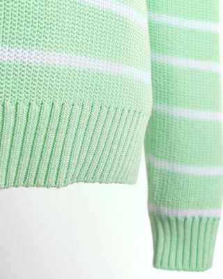 Filippo De Laurentiis Mint Green Giza Cotton Striped Crewneck Sweater